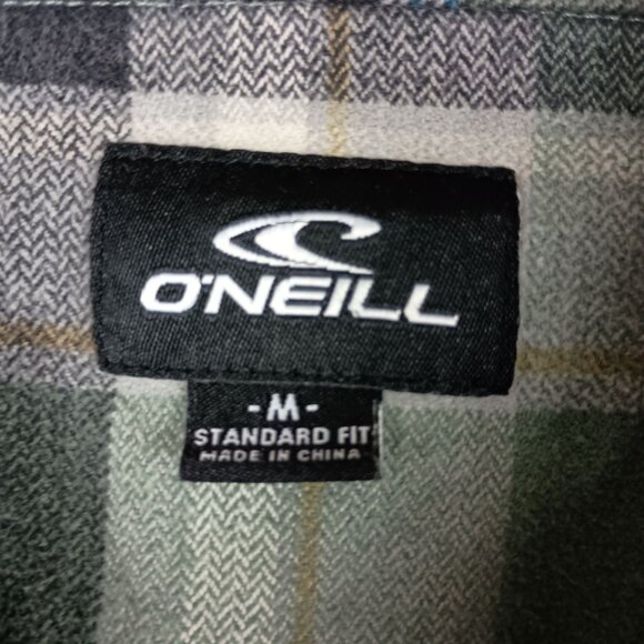 ONeill Mens Winslow Plaid Button Up Long Sleeve Shirt Size M Olive Green Shacket - Picture 5 of 8
